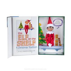 This beloved family tradition has captured the hearts of children everywhere who embrace the magic of having a Scout Elf® mascot who reports to Santa each night during the holidays. This boxed set has everything needed to make lasting Christmas memories! Includes: Adoptable elf in red hat with white trim and solid red suit with white collar The Elf on the Shelf® Tradition: A Christmas Tradition storybook Keepsake box Official adoption certificate Message From Santa, Elf Pets, Bell Art, Elf Shirt, Girl Elf, Adoption Certificate, Brown Eye, Christmas Tradition, Polar Light