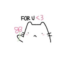 a drawing of a cat with the words for u and 3 on it's face