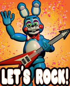 a cartoon bunny holding a guitar and waving