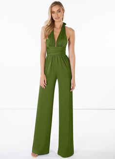 Juniper Azazie Oli Stretch Satin Jumpsuit Bridesmaid Dresses | Azazie Fitted V-neck Jumpsuit For Wedding Guests, Elegant Green Backless Jumpsuits And Rompers, Fitted Sleeveless Bridesmaid Jumpsuits And Rompers, Elegant Green Backless Jumpsuit, Fitted Sleeveless Bridesmaid Jumpsuit, Elegant Summer Jumpsuits And Rompers For Prom, Elegant Sleeveless Jumpsuits And Rompers For Bridesmaids, Elegant Sleeveless Jumpsuit For Bridesmaids, Chic V-neck Jumpsuits And Rompers For Wedding Guest