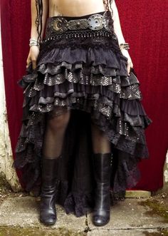 Ruffles Mode Steampunk, Steampunk Skirt, Maxi Rok, Victorian Steampunk, Steampunk Costume, Steampunk Clothing, A Skirt, Steampunk Fashion, Cabaret