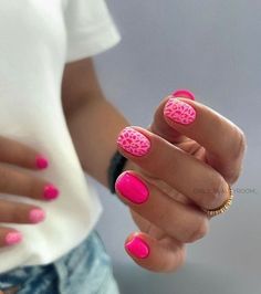 Pink Cheetah Nails, Pink Leopard Nails, Cheetah Print Nails, Pink Summer Nails, Leopard Print Nails, Leopard Nails, Pretty Nail Art Designs, Pink Nail