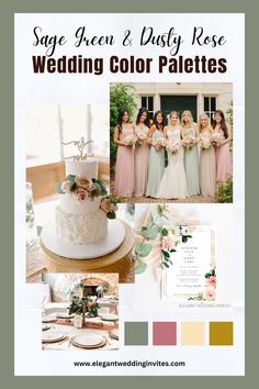 wedding color palettes for sage green and dusty rose