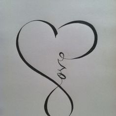 a drawing of a heart with the word love written in cursive writing on it