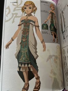 an open book with pictures of women in ancient dress and accessories on it's pages