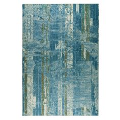 an abstract rug with blue and green colors