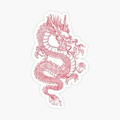 a red dragon sticker on a white background