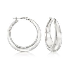 Ross-Simons - Sterling Silver Graduated Hoop Earrings. 1". Graduated hoop earrings shine in classic and easy-to-wear sterling silver. The perfect complement to any look. Hanging length is 1". Snap-bar, sterling silver hoop earrings. Classic Hinged Earrings For Everyday, Classic Everyday Hinged Earrings, Sterling Silver Hoop Earrings, Sterling Silver Hoops, Formal Attire, Fine Jewellery Earrings, Silver Hoops, 14kt Gold, Silver Hoop Earrings