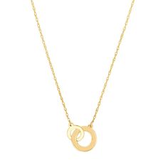 "Complete any ensemble with this timelessly stylish 14k gold interlocking circle necklace. Complete any ensemble with this timelessly stylish 14k gold interlocking circle necklace. Pendant size: 5/16""L x 1/2""W Chain length: 18 in. + 2-in. extender Clasp: spring ring Metal: 14k gold Finish: polished Packaging: boxed Size: 18"". Color: Yellow. Gender: female. Age Group: adult." Interlocking Circle Necklace, Ring Metal, Circle Necklace, Fine Jewelry Collection, Adjustable Necklace, Metal Rings, Necklace Pendant, Spring Rings, Chain Length