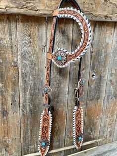 Designer Tack ONE EAR ONLY Whipstitch CopperTurquoise  Browband / One Ear Tack Set #BBBC419 OE419 Horse Tack Accessories, Barrel Racing Saddles