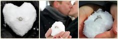 three different pictures show the same person holding something in their hand, and one has a diamond ring on it