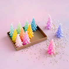 Rainbow Tree Candle Box Set - Eden Lifestyle Rainbow Tree, Rainbows Christmas, Candle Tree, T Lights, Candle Box, Unicorn Gifts, Merry Little Christmas, Christmas Aesthetic, Candle Set