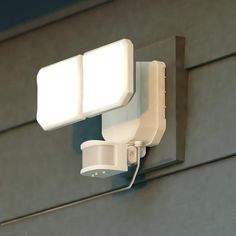 This 2-light integrated LED solar outdoor motion sensor security light provides dual-level lighting: ambient 2700K low-level lighting overnight and 5000K full brightness high level when motion is detected. The light heads and sensor are fully adjustable and automatically deliver 1800 Lumens to illuminate your home's exterior with warm ambient light at dusk, then instantly brighten when motion is detected. The included solar panel is equipped with a 16 foot connecting wire to allow for positionin Led Flood Lights, Flood Light, Dusk To Dawn, Solar Led, Step Lighting, Security Lights, Outdoor Ceiling Fans, Outdoor Solar, Flood Lights