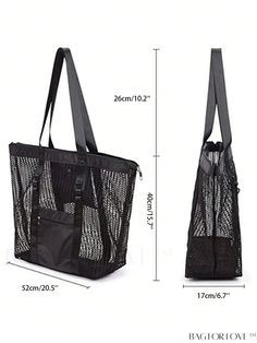 BagForLove - Spacious Travel Mesh Beach Bag - Ideal for Swimming, Washing, and Storage Product Description Color Black Pattern Type Plain Type Shoulder Tote Bag Bag Size Oversized Material Polyester Composition 100% Polyester Size Chart INCH CM Bag Length Bag Width Bag Height Handle Height 20.5 inch 6.7 inch 15.7 inch 10.2 inch Bag Length Bag Width Bag Height Handle Height 52 cm 17 cm 40 cm 26 cm Details Pictures Similar Products h2 { text-align: center; } /* æ¢è¡ */ li{ white-space: normal; word-break: break-all; word-wrap: break-word; } .red-box { width: 100%; display: flex; flex-direction: row; flex-wrap: wrap; justify-content: center; } .red-box > div { width: 190px; height: 250px; margin: 10px; } .red-box > div > a > img { width: 190px; height: 250px; } .size-box { width: 100%; marg Casual Black Beach Bag, Lightweight Casual Black Bag, Casual Black Bag For Beach Season, Black Lightweight Casual Bag, Casual Black Lightweight Bag, Large Capacity Bags For Summer Outdoor Activities, Summer Tote Bags For Outdoor Activities, Large Capacity Shoulder Bag For Summer Outdoor Activities, Summer Outdoor Tote Bag