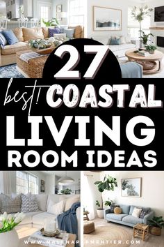 coastal living room ideas California Coastal Living Room, First Home Decor Ideas, Cozy Coastal Living Room, Calm Coastal, First Home Decor, Beach House Aesthetic