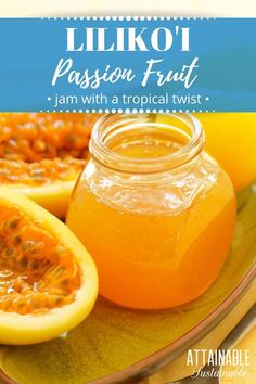 This tropical spread made with fresh lilikoi is great on toastPassion fruit jelly is a staple on Hawaii breakfast tablesmake some at home Passion Fruit Jam, Hawaii Breakfast, Fruit Jelly Recipe, Attainable Sustainable, Tropical Breakfast, Fruit Jam Recipes, Breakfast Tables, Passionfruit Recipes