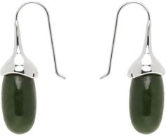 Sophie Buhai: Silver & Green Dripping Stone Earrings | SSENSE Contemporary Silver Drop Jewelry, Contemporary Drop Style Jewelry For Gifts, Contemporary Teardrop Jewelry For Gift, Contemporary Pierced Teardrop Jewelry, Modern Green Earrings With Polished Finish, Sterling Silver Long Drop Jewelry With Polished Finish, Contemporary Drop Jewelry For Formal Occasions, Formal Drop Contemporary Jewelry, Contemporary Formal Drop Jewelry