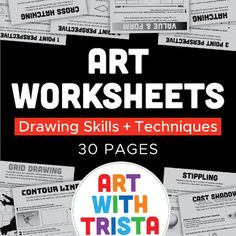 art worksheets drawing skills and techniques 30 pages for children to learn in the classroom