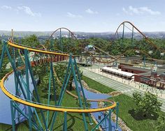 an artist's rendering of the roller coaster at six flags amusement park