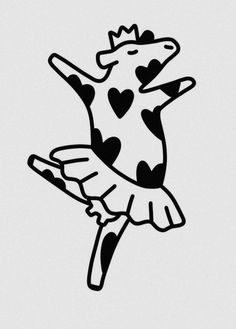 a black and white drawing of a giraffe with hearts on it's back