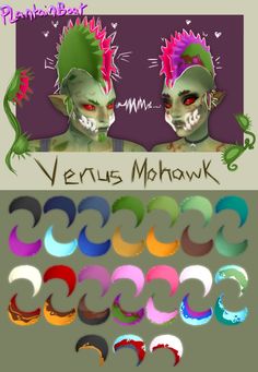 two alien heads with different colors and shapes