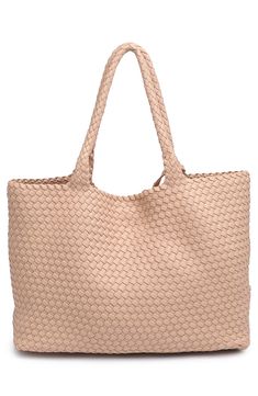 A woven construction gives this spacious and unlined tote bag it's relaxed and slouchy silhouette to compliment your on-the-go lifestyle. Synthetic Two top handles Polyurethane
 Imported Trendy Textured Tote Shoulder Bag, Casual Textured Tote Shoulder Bag, Casual Textured Shoulder Bag For Everyday, Casual Everyday Textured Shoulder Bag, Chic Textured Tote Bag, Textured Rectangular Hobo Bag For Everyday, Textured Shoulder Bag For Everyday Use, Chic Textured Shoulder Bag For Shopping, Casual Textured Bags For Everyday Use