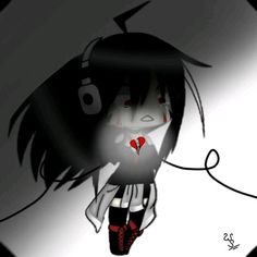 a girl with headphones and a heart on her face is standing in the dark