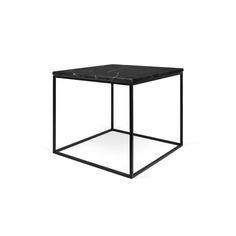 a black marble top side table with metal frame