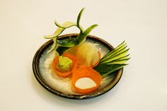 a plate with some vegetables on top of it