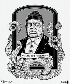 an old man in a suit and hat with octopus tentacles around him