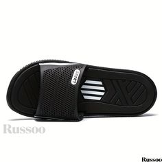 Russoo - Stylish Mens Slides: Comfortable Non-Slip Slippers with Open Toe Design, Ideal for Indoor, Outdoor, Beach, and Shower Wear in Spring and Summer Seasons Black Slip-on Flip Flops For Leisure, Black Casual Breathable Slippers, Casual Black Breathable Slippers, Comfortable Breathable Black Slippers, Casual Black Slippers For Leisure, Black Outdoor Slippers For Summer, Breathable Black Summer Slippers, Non-slip Black Slides For Summer, Black Non-slip Slides For Summer