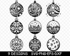 9 christmas ornaments svg files