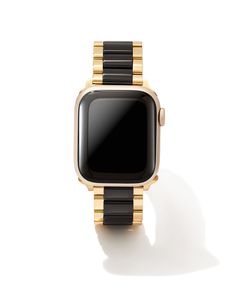 Buy Dira 3 Link Watch Band in Gold Tone & Black Stainless Steel at KendraScott. Kendra Scott Store, Apple Watch Bands Women, Bracelet Stacks, Gold Apple Watch, Pendant Necklace Simple, Black Apple, Samsung Galaxy Watch, Simple Bracelets, Apple Watch Series 1