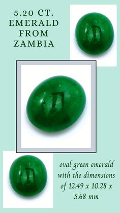 The beautiful, transparent 5.20 carat oval green emerald with the dimensions of 12.49 x 10.28 x 5.68 mm and is cabochon cut, has a clarity grade of very slightly included (graded at eye level), vivid color intensity, and an excellent polish. #meaningofgemstone #emerald #finejewellery #gemstonejewelry #emeralds Green Gemstone Cabochons For Formal Use, Gia Certified Oval Emerald Gemstone, Gia Certified Oval Emerald, Oval Green Gemstones For Formal Occasions, Gia Certified Oval Green Gemstones, Oval Green Cabochon Gemstones, Green Oval Gemstone Cabochon, Green Gemstone Cabochons, Loose Emeralds