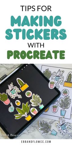 a tray with stickers that says tips for making stickers with procreate