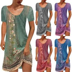 Women's Fashion Round-Neck Short Sleeved Printed Pullover Dress Features: 1.It is made of high quality materials,durable enought for your daily wearing. 2.Stylish and fashion design make you more attractive. 3.Great for Party,Casual,Sport,I am sure you will like it! 4.This is a great gift for your lovers or yourself. 5. Occasion: daily, travel, home, holiday, vacation and so on. Perfect for autumn and winter. Product Description: Season:All Season. Gender:Women . Occasion:Casual. Style:Casual. L Beach 2023, Women's Formal Dresses, Floral Plus Size Dresses, Dresses Flowy, Tiered Ruffle Dress, Sleeveless Dresses, Women Beach, Tank Top Dress, Casual Sport