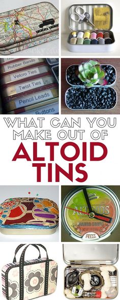 an advertisement with many different items in it and the words, what can you make out of altod tins?