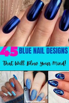 Explore 45 stunning blue nail designs that will blow your mind! From chic to playful, find the perfect blue nail art inspiration to elevate your manicure game. #BlueNailDesigns #NailArtIdeas #ManicureInspiration Fun Blue Nails, Powder Blue Nails, Blue Nail Ideas, Nail Art Spring, Mandala Nails, Navy Blue Nails, Turquoise Nails, Geometric Nail Art