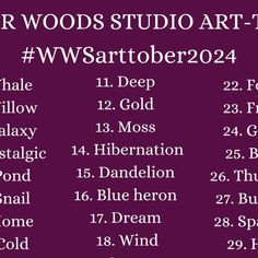 Amy Marie on Instagram: "The Art-Tober Prompt list is here! The challenge starts October 1st and runs until October 31st! ANY AND ALL ART MEDIUMS ARE WELCOME! Use the hashtag #WWSarttober2024 over on Instagram so I can see your art! I will be sharing some of my favorites over in my stories on Instagram and a few favorites will be featured on my YouTube channel (with my almost 10,000 subscribers!), with some featured artwork shown during a video and your Instagram account linked in the video description. I really hope we can use this challenge to continue building our art community! I hope you all will share, like and support each other as well! I can't wait to see your art! Happy creating! ~Amy * * * * * * * #inktober ##wwsarttober2024 #drawtober #drawlloween #peachtober #drawingchallenge Drawtober 2024, October Art Challenge 2024, October Art Challenge, Art Prompts October, Inktober 2024 List, Art October Challenge, 30 Day Art Challenge October