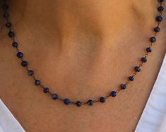 Lapis Lazuli Necklace Dark Blue Gemstone Necklace Beaded - Etsy Guatemala Sapphire-colored Lapis Lazuli Round Beaded Jewelry, Sapphire Beaded Necklaces With Natural Lapis Lazuli Stones, Sapphire Colored Lapis Lazuli Round Bead Jewelry, Sapphire Color Lapis Lazuli Necklace, Sapphire Color Single Strand Lapis Lazuli Jewelry, Sapphire Colored Lapis Lazuli Single Strand Necklace, Sapphire Single Strand Lapis Lazuli Jewelry, Sapphire Single Strand Necklace In Lapis Lazuli, Lapis Lazuli Gemstone Beads Jewelry