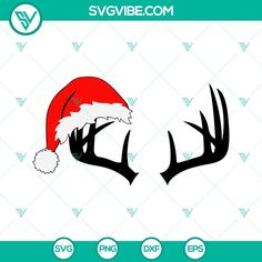 deer antlers with santa hat svg file