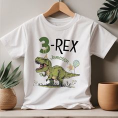 a t - shirt that says 3 - rex with a dinosaur on it