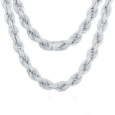 Adorn yourself with this radiant UltraLux™ Moissanite rope chain crafted of sterling silver and finished in 18K Gold. Its 14mm width adds an element of luxurious opulence to any outfit. Silver Rope Chain, Detailed Necklace, Traditional Diamond, White Gold Chains, Rope Chain, Real Diamonds, Lab Diamonds, Jewelry Branding, Luxury Jewelry