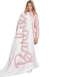 Barefoot Dreams CozyChic® Barbie Logo Throw Blanket | Dillard's Barbie Blanket, Barbie Merchandise, The Dream Life, Boutique Logo Design, Barbie Logo, Doll Clothes Barbie, Boutique Logo, Barbie Dream, Flowy Maxi Dress