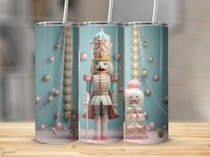 three canisters with an image of a nutcracker