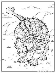 a coloring page with an image of a dinosaur