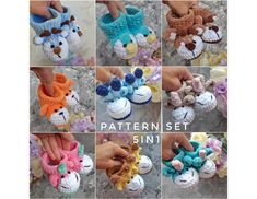 there are many crocheted animals that can be used as slippers or booties