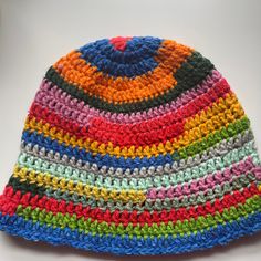 Colorful Bucket Hat Crafted From Soft Acrylic Yarn This Is Actually A Unisex Hat Looks Great On Everybody. Hats Are Made To Order. After Purchase We Will Begin Hand Crocheting Your Hat, Production Is Usually 2days. And Then It Will Be Shipped Out Immediately. Very Soft And Bendable Rim Can Be Worn Up Or Down. Each Hat Will Include Various Colors But May Not Be The Exact Color Or Sequence Pictured But Will Consist Of At Least 10 Colors. Standard Size