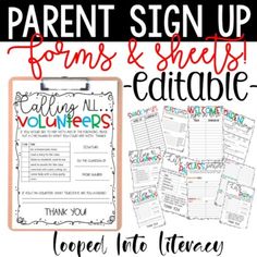 the parent sign up form and sheet editable