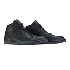 Send Offers! I Don’t Have The Box Anymore. Details: The Air Jordan 1 Mid 'Triple Black' Gives A New Iteration Of The Legendary Shoe Design, Updated In Black And Black. Its Upper Spotlights A Leather Base With Overlays And The Signature Wings’ Logo. On The Upper, A Swoosh Branding Emphasizes The Design With A Nylon Tongue. The Midsole Is Built On Top Of A Rubber Outsole With A Circular Design For Traction. Classic Black High-top Jordan Shoes, Classic Black Leather Jordan Shoes, Black And Black, Wings Logo, Shoe Design, Circular Design, Triple Black, Air Jordan 1 Mid, Jordans For Men